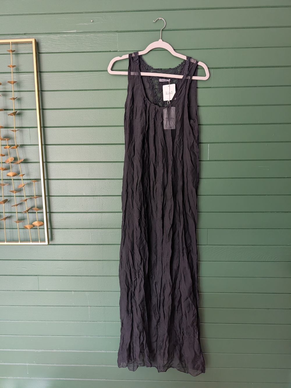 Sleeveless Sheer Black Maxi Dress with Lace Trim